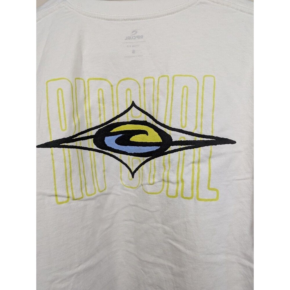 Rip Curl Loose Fit Graphic T-Shirt Mens S Bone Wave Emblem Front Back NWT